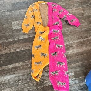 Talulah Colorful Tiger Print Cardigan and Pants Set